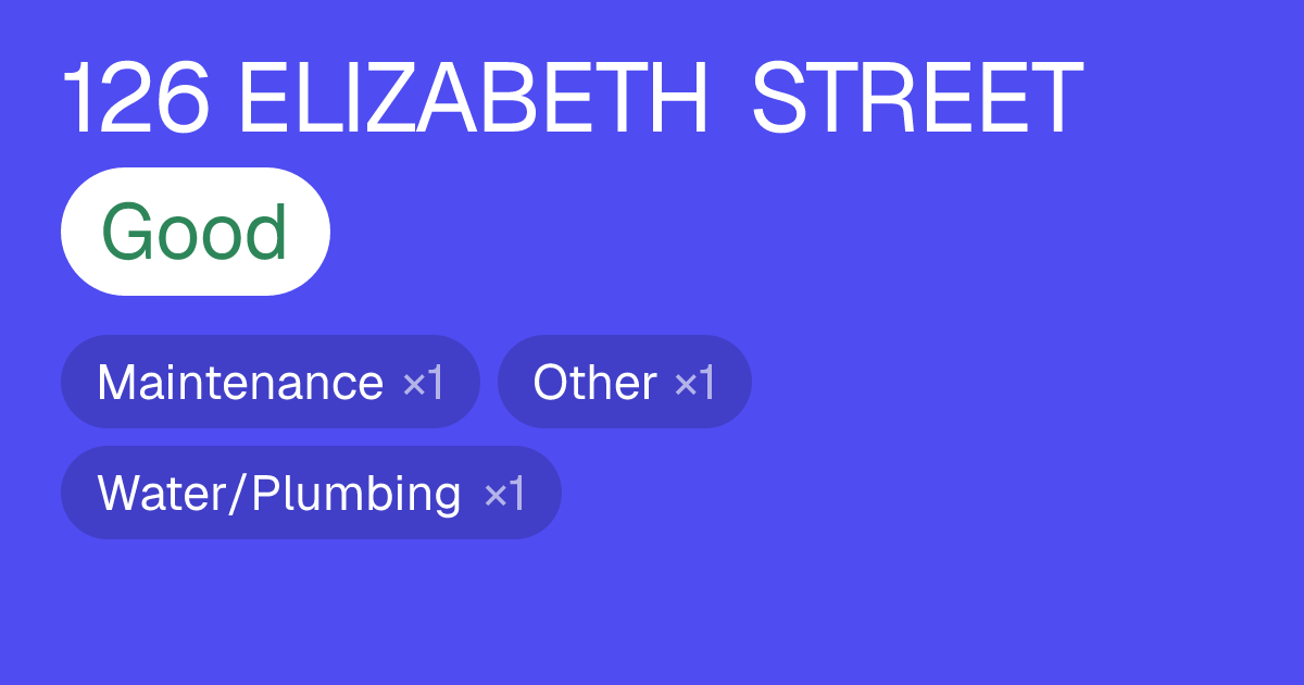 126 ELIZABETH STREET — Complaints & Violations | The Flag Check