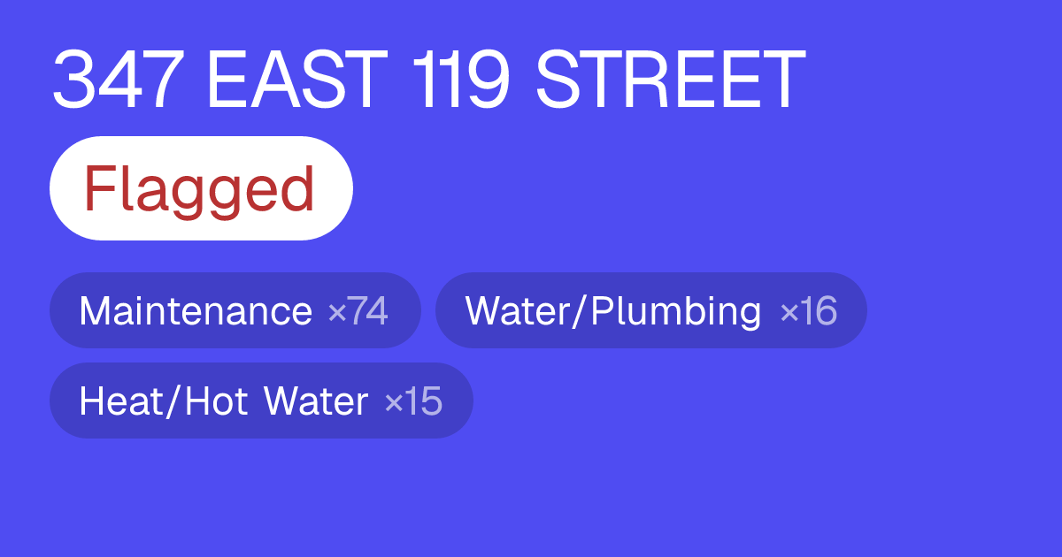 347 EAST 119 STREET — Complaints & Violations | The Flag Check