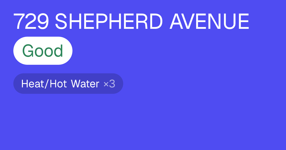 729 SHEPHERD AVENUE — Complaints & Violations | The Flag Check
